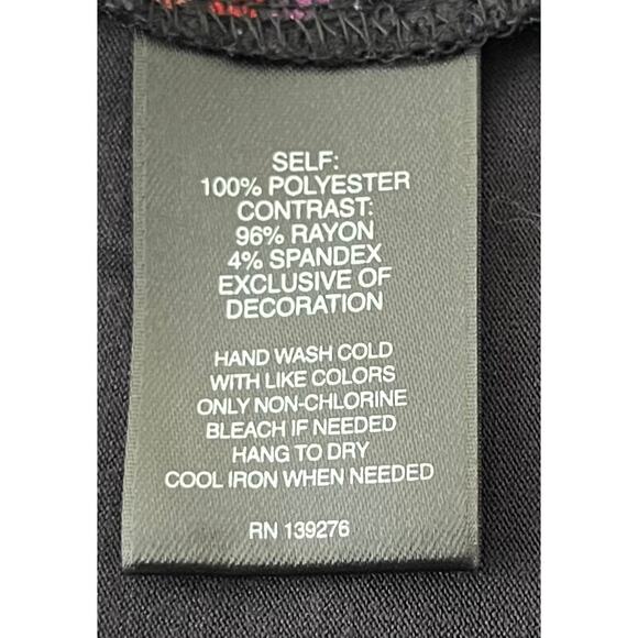 SIGNATURE STUDIO LONG SLV V-NECK TUNIC BLOUSE, WOMENS, 2X, BLACK & MULTICOLOR - Picture 11 of 11